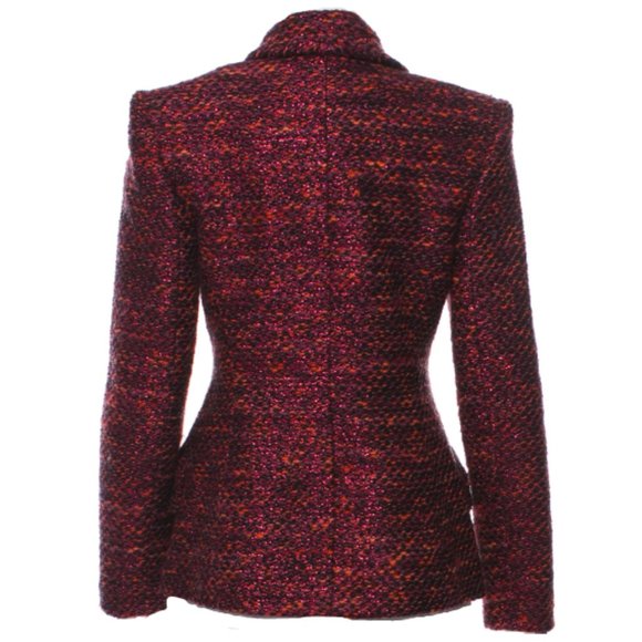 CHRISTIAN LACROIX Button-Up Wool Jacket in Dark Pink and Black - Picture 10 of 13